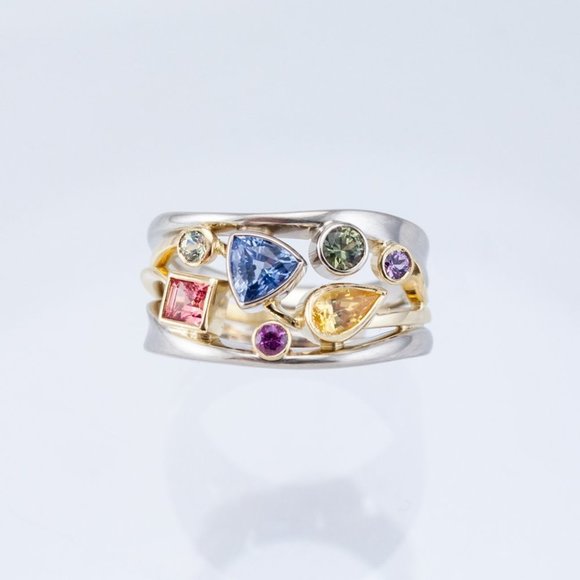 🎀 Multicolor Stones Zircon Stackable Cross Fashion Rings for Women, PD217 - Picture 2 of 4